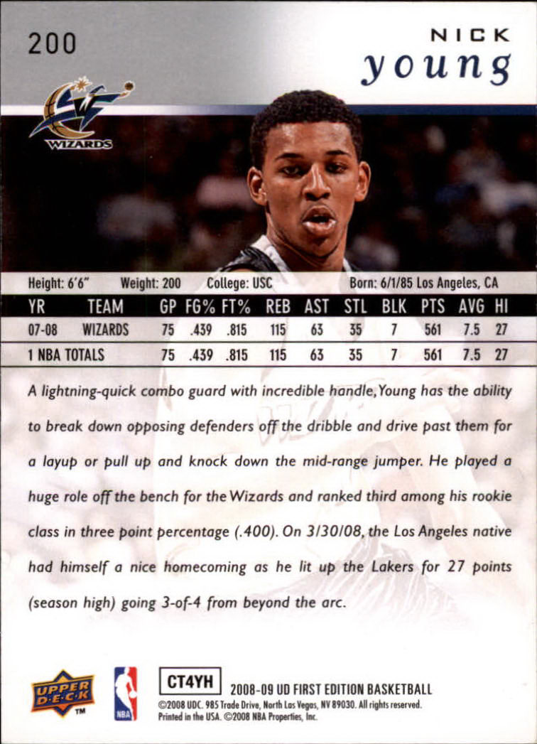 2008-09 Upper Deck First Edition #200 Nick Young back image