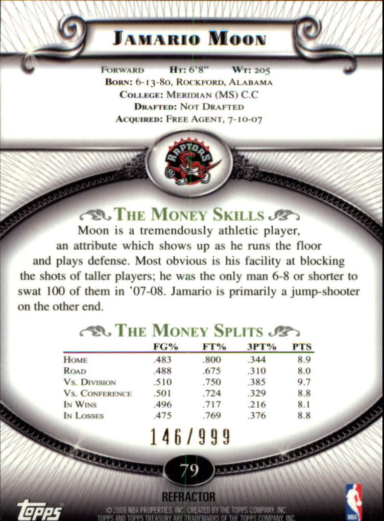 2008-09 Topps Treasury Refractors Bronze #79 Jamario Moon back image
