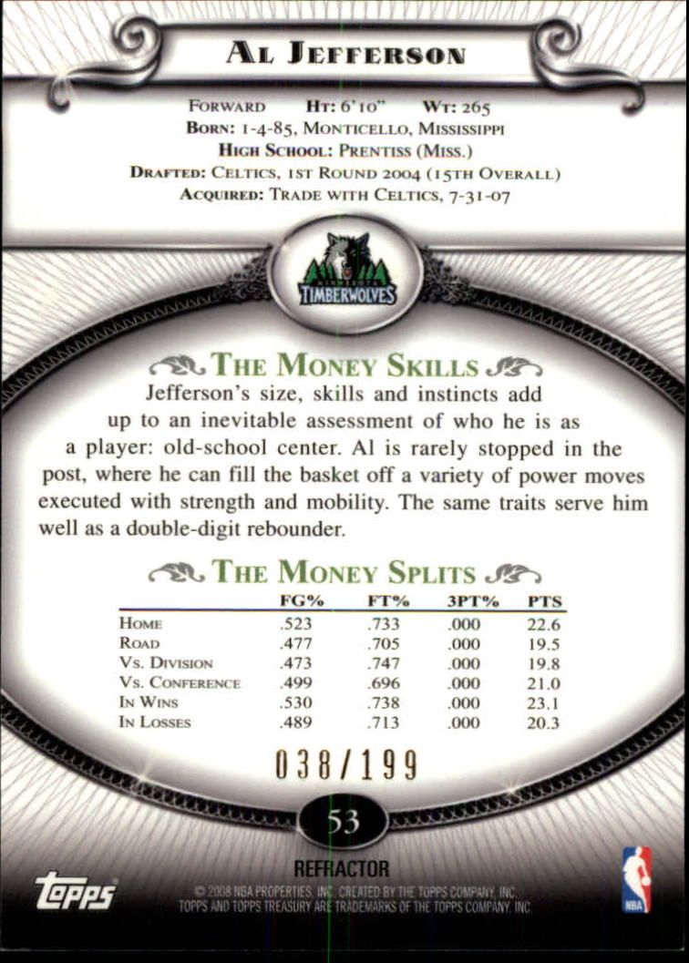 2008-09 Topps Treasury Refractors Silver #53 Al Jefferson