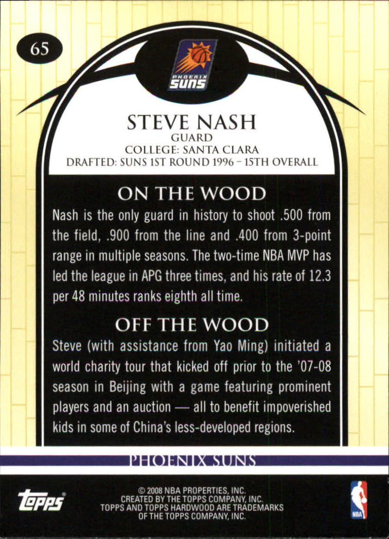 2008-09 Topps Hardwood #65 Steve Nash back image