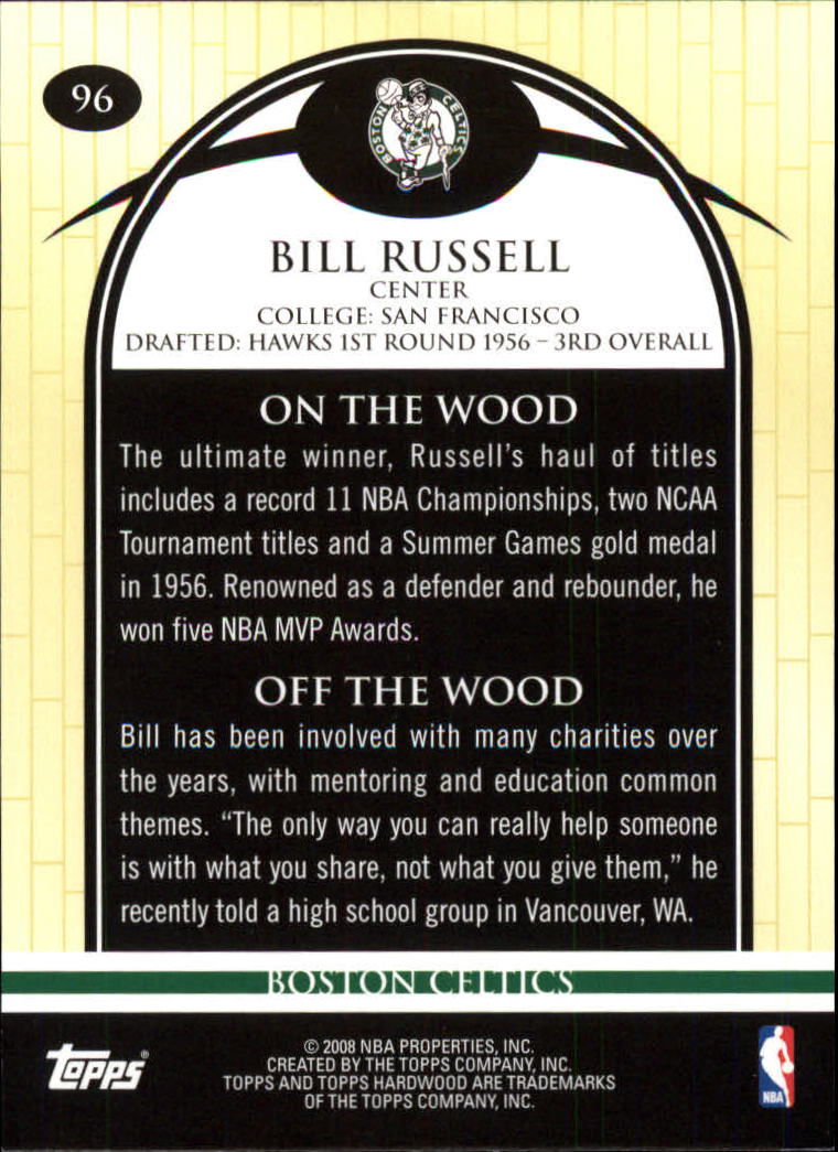 2008-09 Topps Hardwood #96 Bill Russell back image