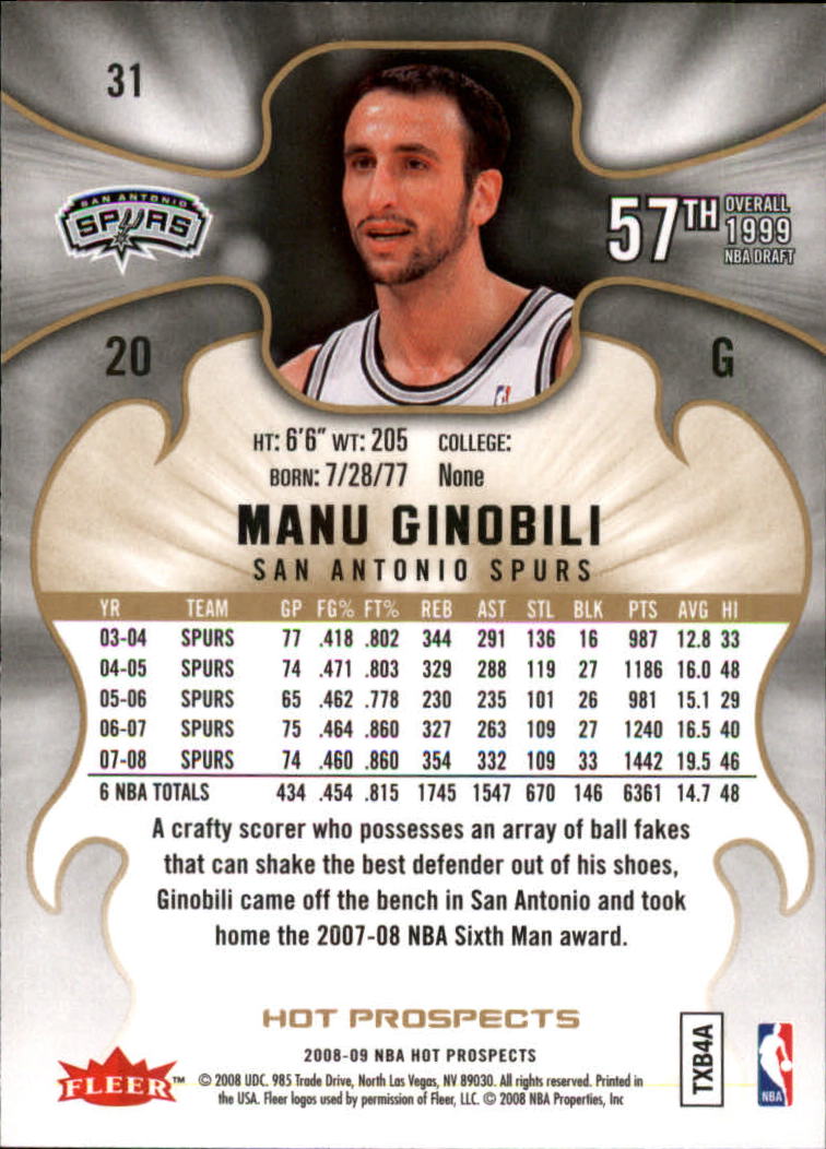 Manu Ginobili cards (2003-2018) Spurs - You Choose - Picture 72 of 163