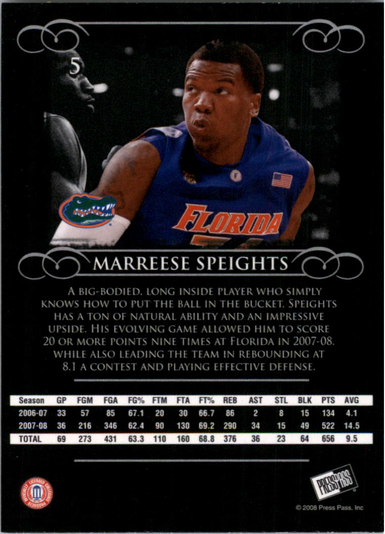 2008-09 Press Pass Legends #5 Marreese Speights back image
