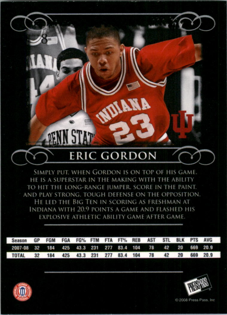 2008-09 Press Pass Legends #8 Eric Gordon back image