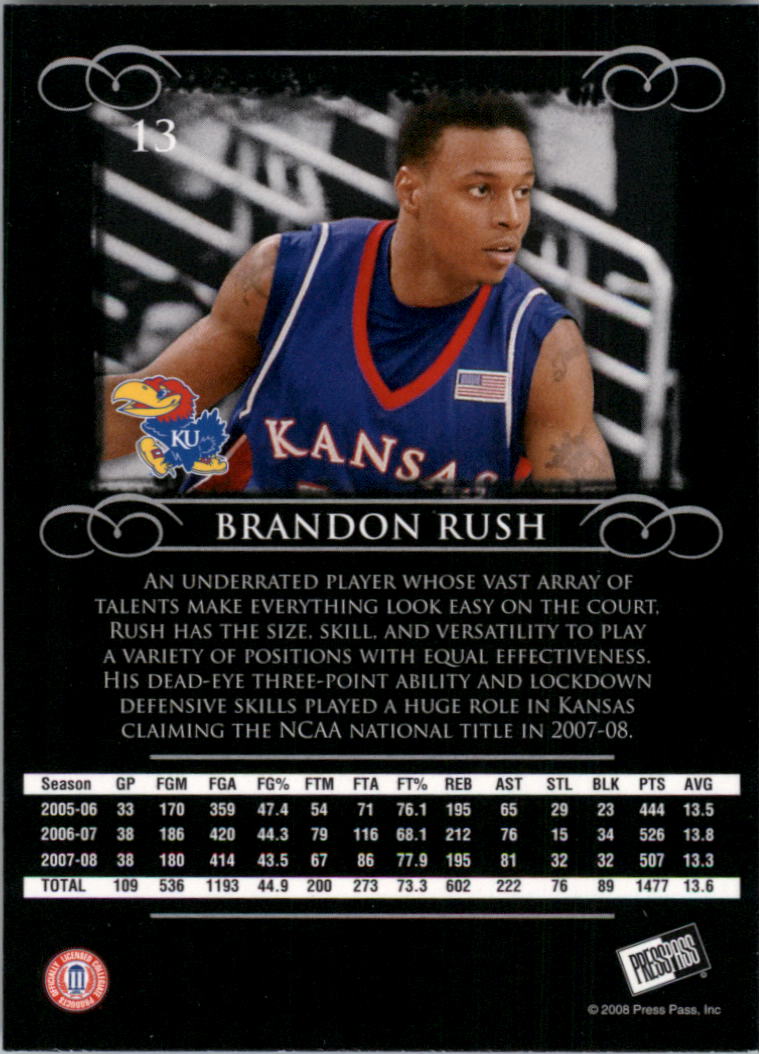 2008-09 Press Pass Legends #13 Brandon Rush back image