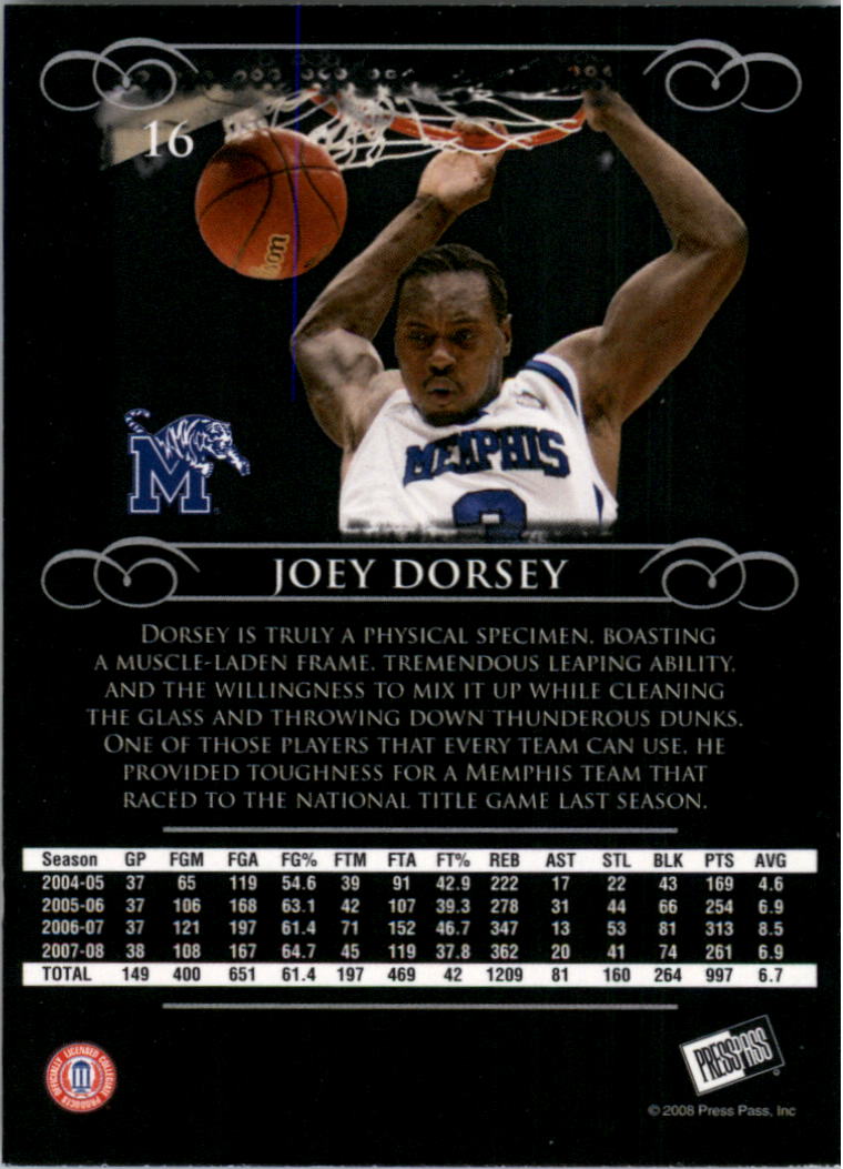 2008-09 Press Pass Legends #16 Joey Dorsey back image