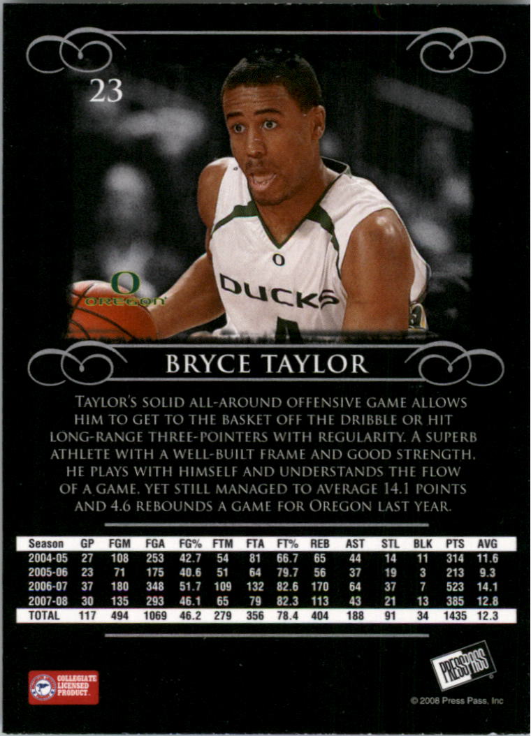 2008-09 Press Pass Legends #23 Bryce Taylor back image