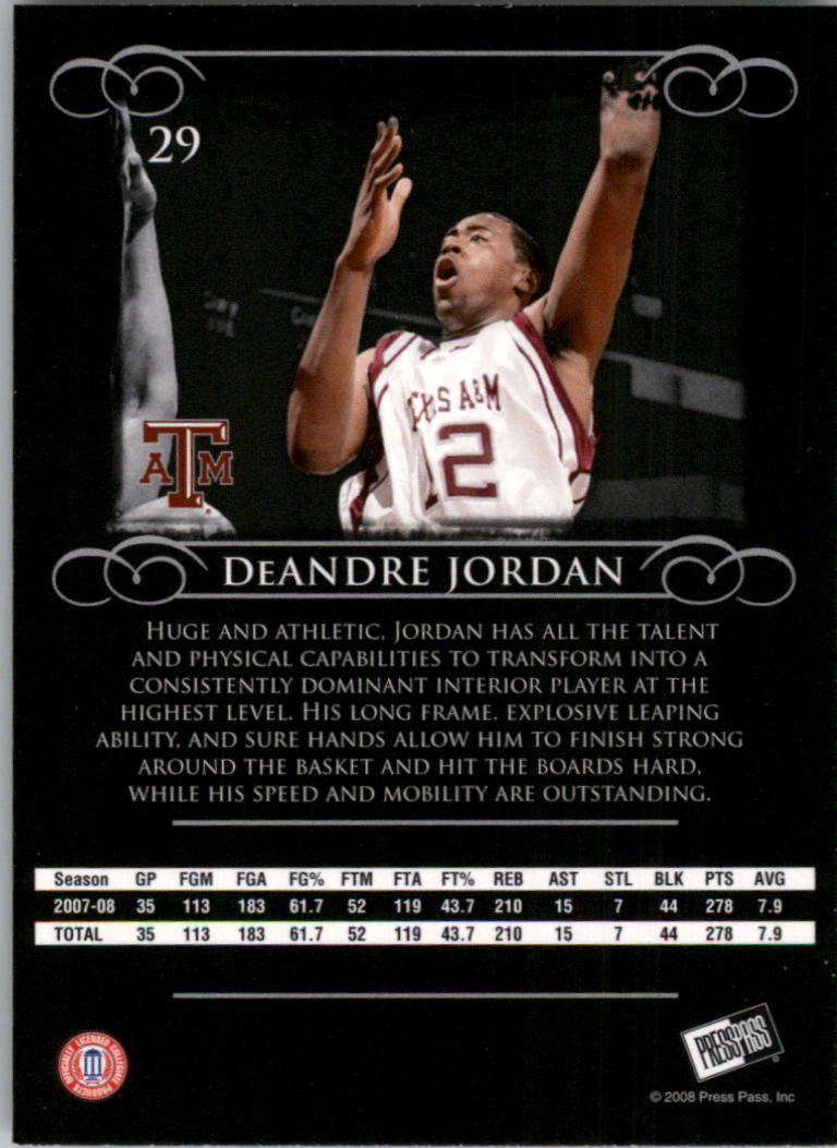 2008-09 Press Pass Legends #29 DeAndre Jordan back image