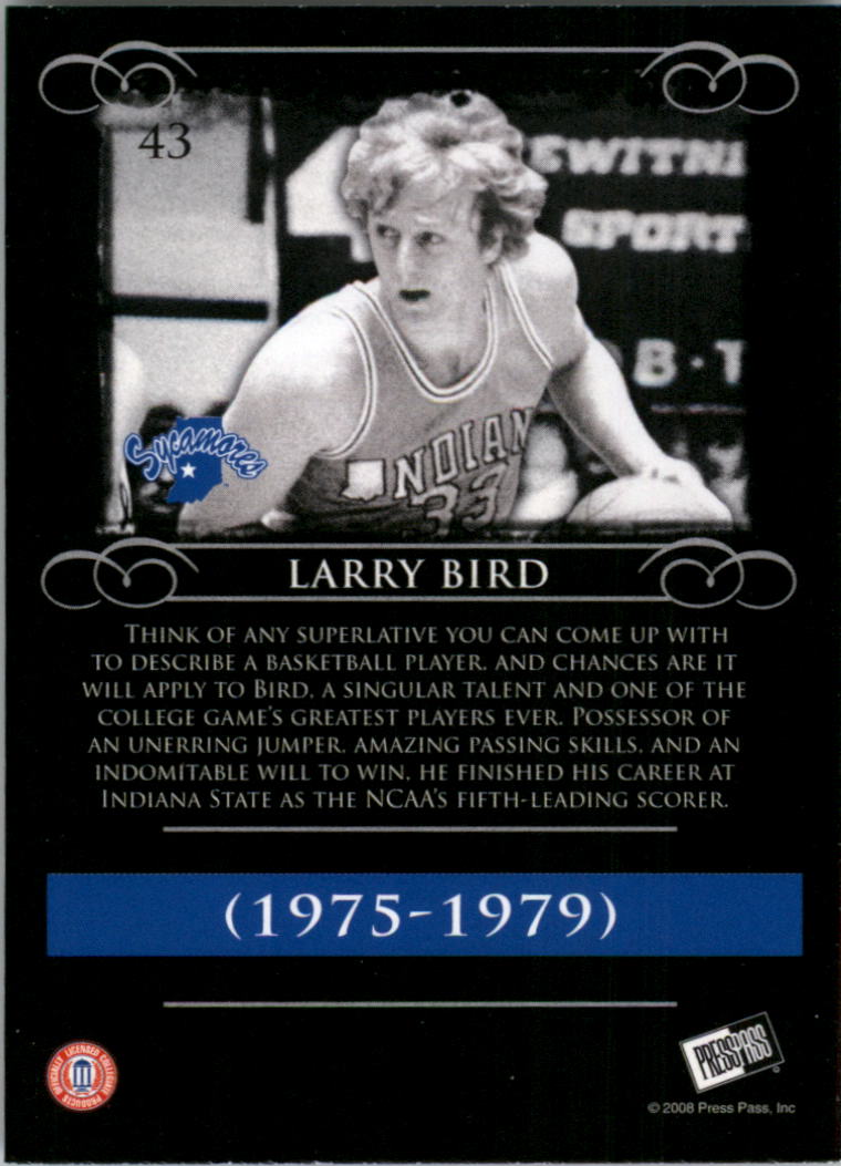 2008-09 Press Pass Legends #43 Larry Bird back image