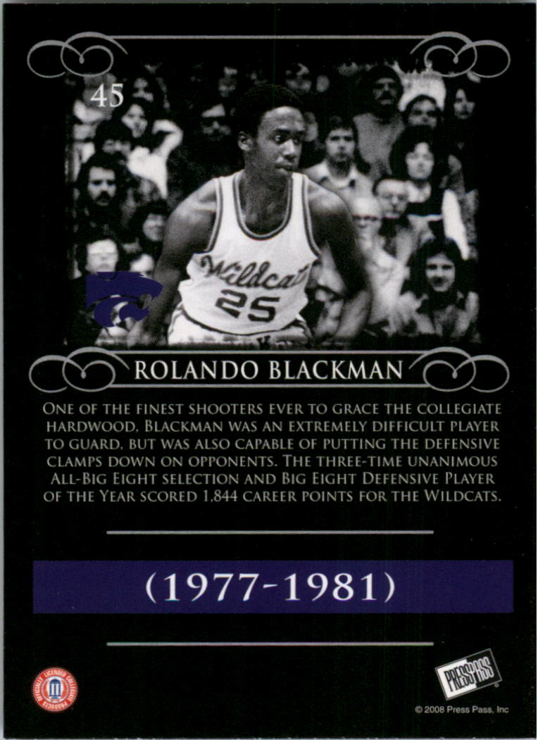 2008-09 Press Pass Legends #45 Rolando Blackman back image
