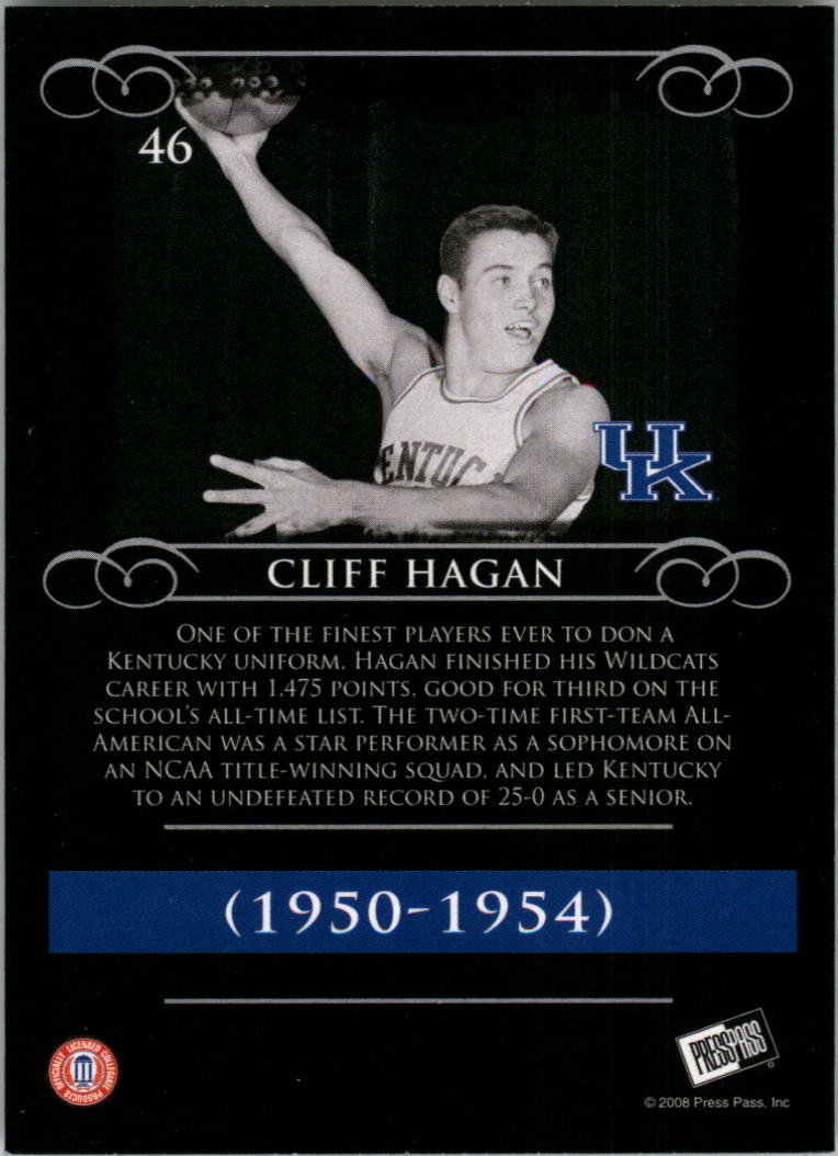 2008-09 Press Pass Legends #46 Cliff Hagan back image