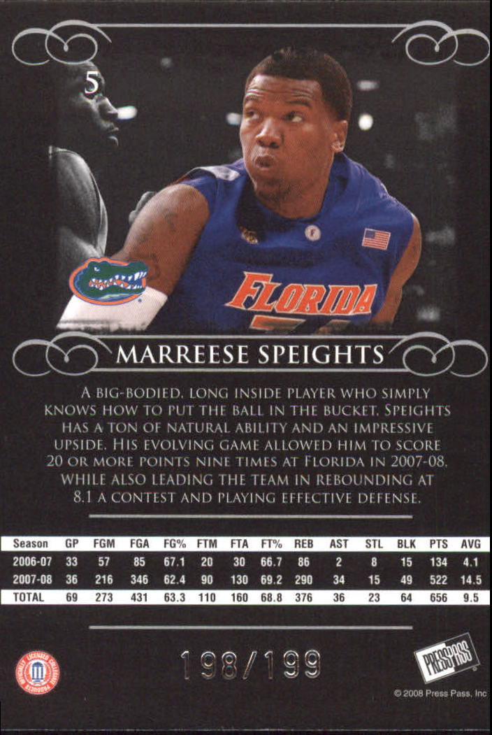 2008-09 Press Pass Legends Silver #5 Marreese Speights back image