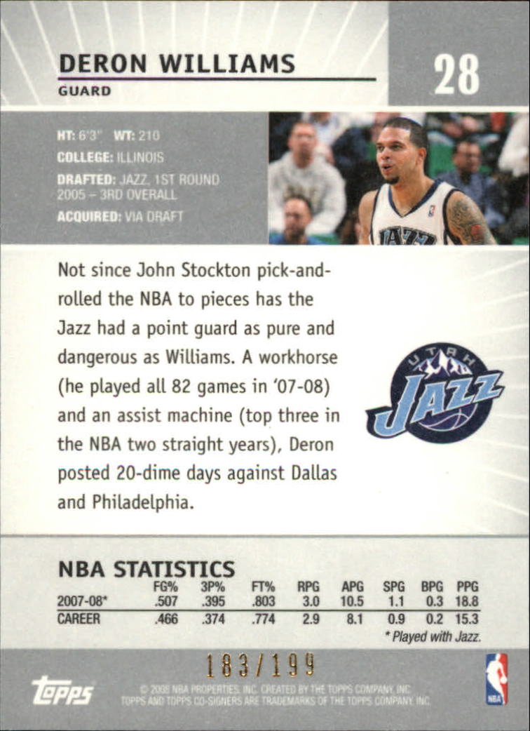 2008-09 Topps Co-Signers Silver #28 Deron Williams back image