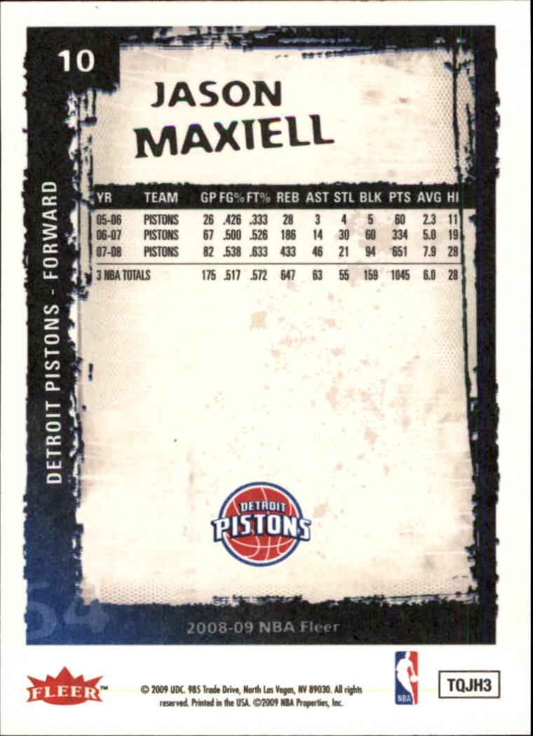 2008-09 Fleer #10 Jason Maxiell back image