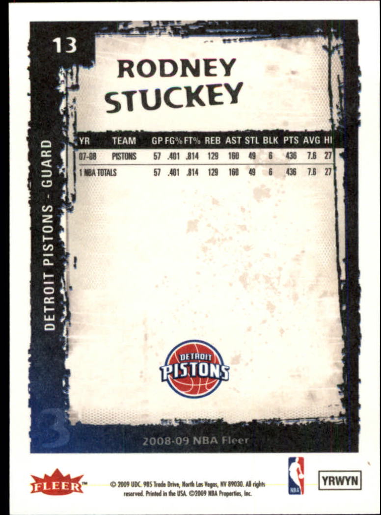2008-09 Fleer #13 Rodney Stuckey back image