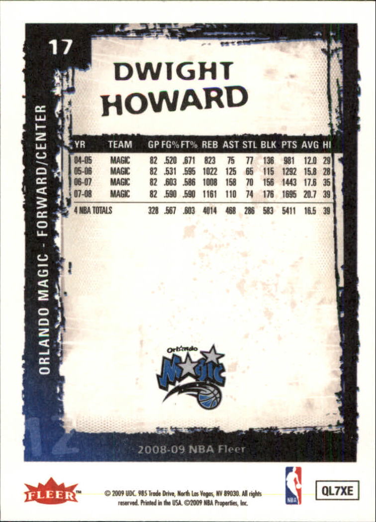 2008-09 Fleer #17 Dwight Howard back image
