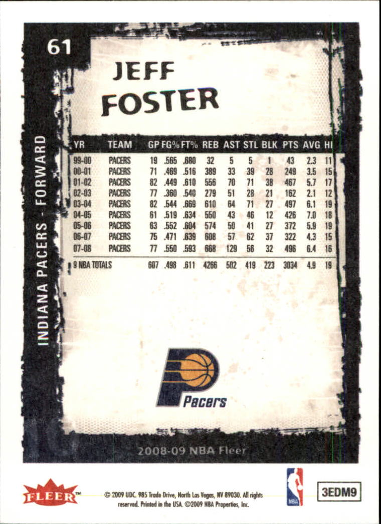 2008-09 Fleer #61 Jeff Foster back image