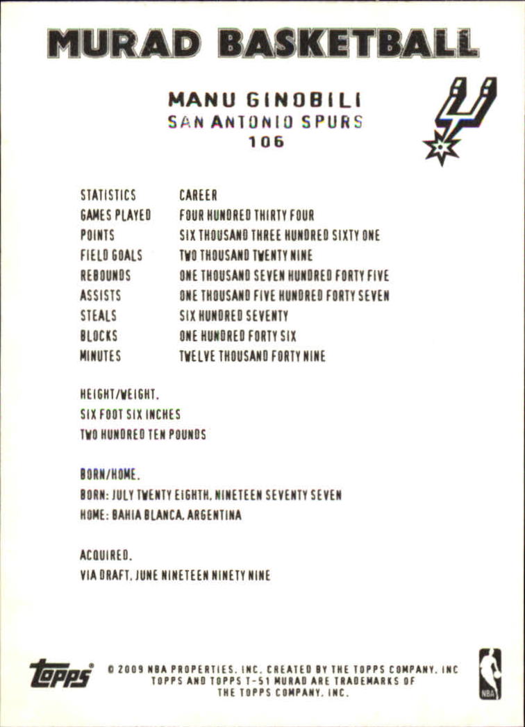 Manu Ginobili cards (2003-2018) Spurs - You Choose - Picture 76 of 163