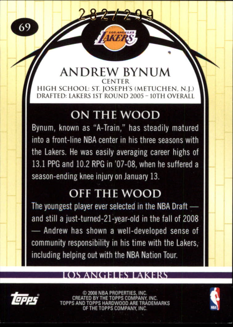 2008-09 Topps Hardwood Hardwood #69 Andrew Bynum back image