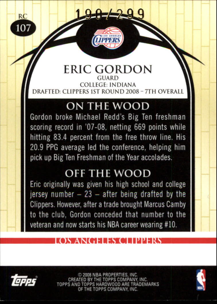 2008-09 Topps Hardwood Hardwood #107 Eric Gordon Shooting back image