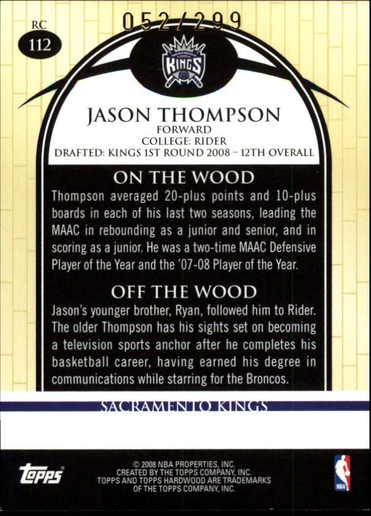 2008-09 Topps Hardwood Hardwood #112 Jason Thompson Shooting back image