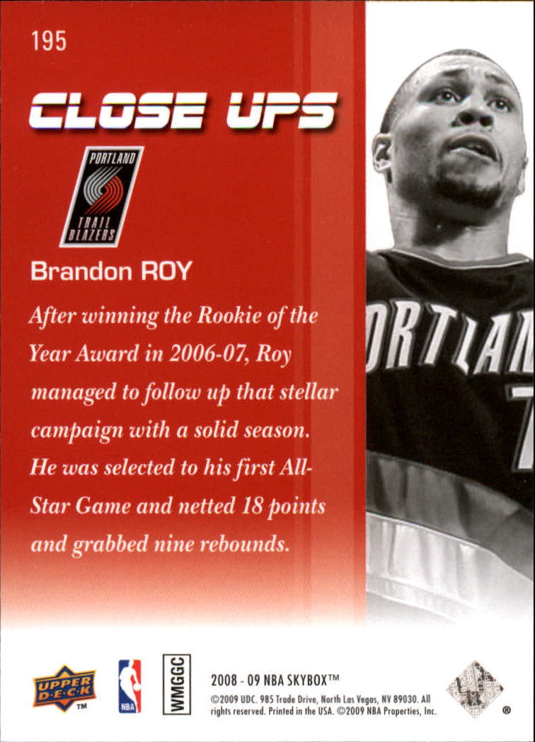 2008-09 SkyBox #195 Brandon Roy CU back image