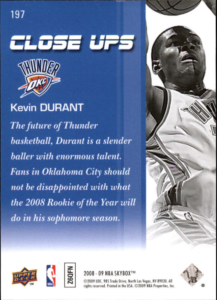 2008-09 SkyBox #197 Kevin Durant CU back image