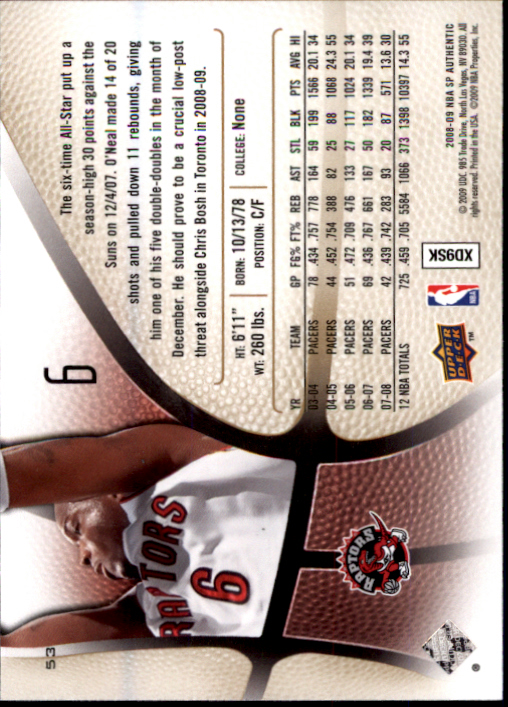 2008-09 SP Authentic #53 Jermaine O'Neal back image