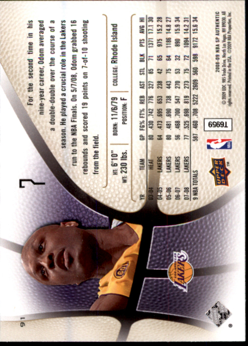 2008-09 SP Authentic #91 Lamar Odom back image