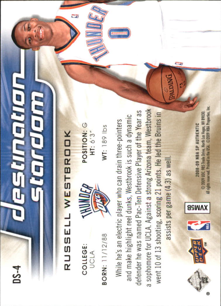 2008-09 SP Authentic Destination Stardom #DS4 Russell Westbrook back image