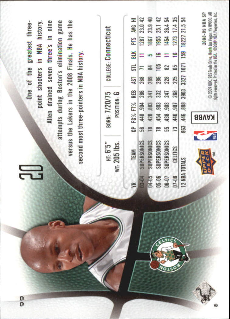 2008-09 SP Authentic Retail #99 Ray Allen back image