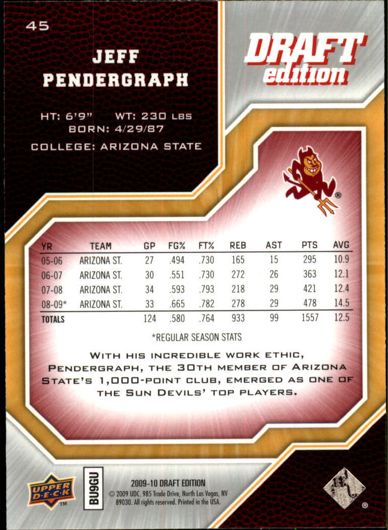2009-10 Upper Deck Draft Edition #45 Jeff Pendergraph back image
