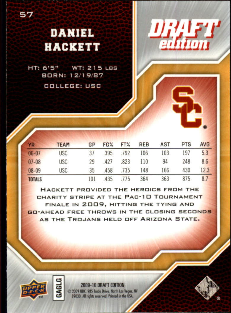 2009-10 Upper Deck Draft Edition #57 Daniel Hackett back image