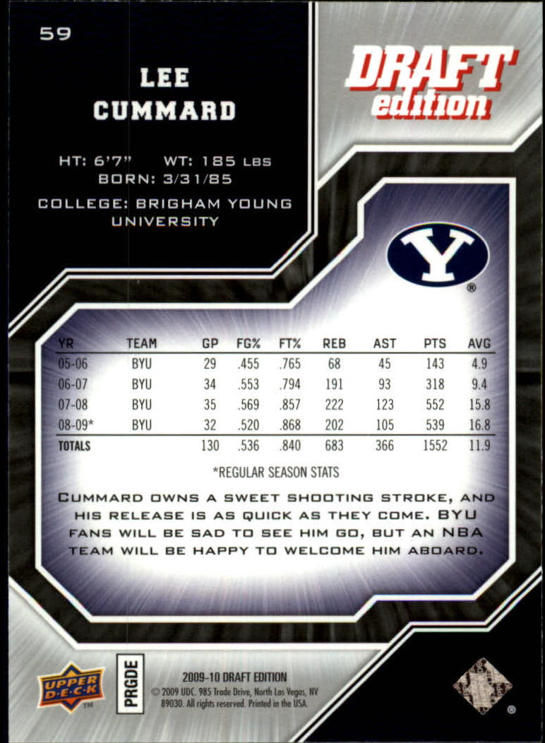 2009-10 Upper Deck Draft Edition #59 Lee Cummard back image