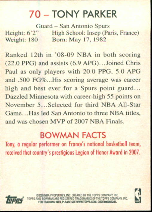 Tony Parker cards (2002-2018) Spurs Hornets - You Choose - Picture 136 of 227