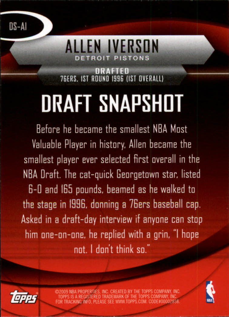 2009-10 Topps Draft Snapshot #DSAI Allen Iverson - NM-MT