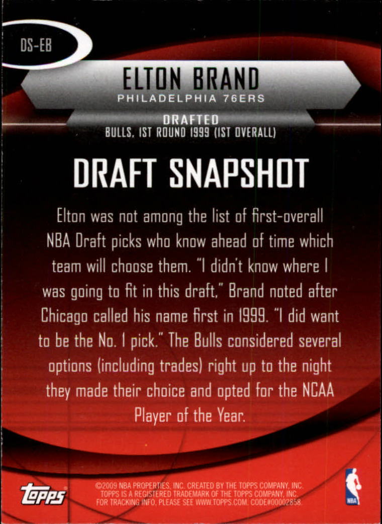 2009-10 Topps Draft Snapshot #DSEB Elton Brand back image