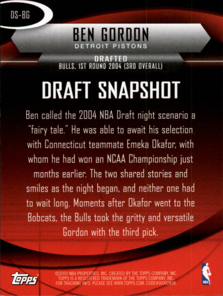 2009-10 Topps Draft Snapshot #DSBG Ben Gordon back image