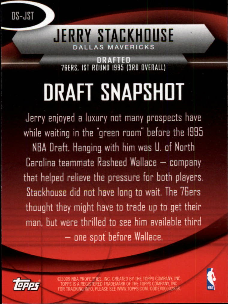 2009-10 Topps Draft Snapshot #DSJST Jerry Stackhouse back image