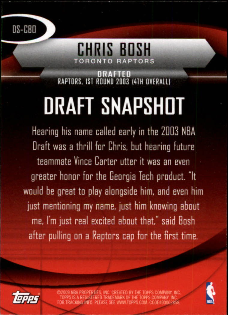 2009-10 Topps Draft Snapshot #DSCBO Chris Bosh back image