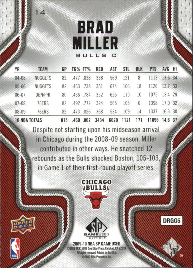 2009-10 SP Game Used #14 Brad Miller back image