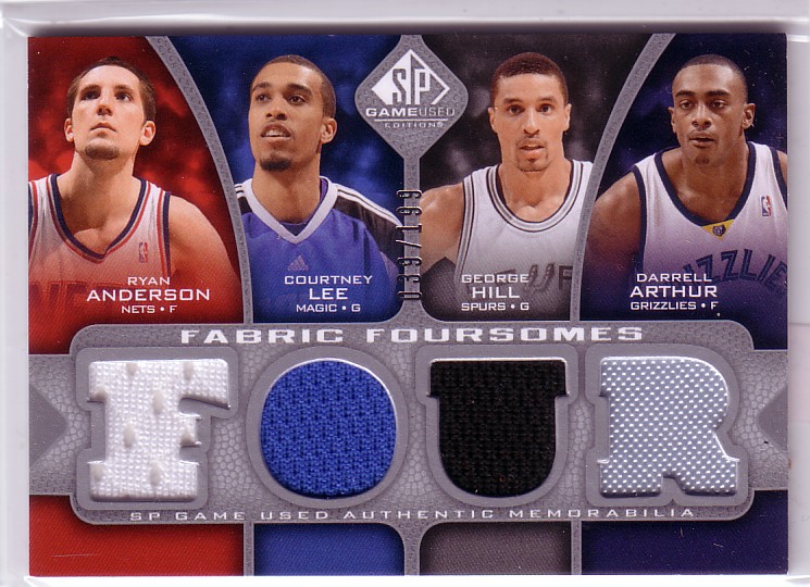 2009-10 SP Game Used Fabric Foursomes #F4ALAH Courtney Lee/George Hill/Ryan Anderson/Darrell Arthur