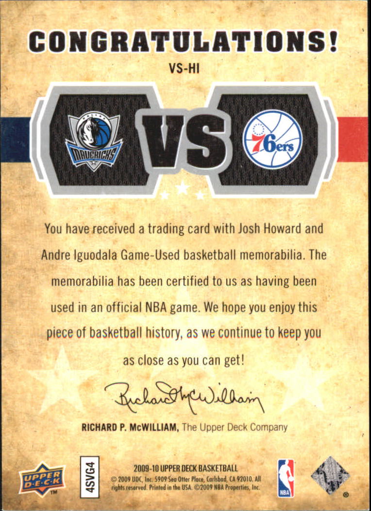 2009-10 Upper Deck VS Dual Materials #VSHI Andre Iguodala#{Josh Howard/570