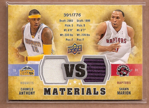 2009-10 Upper Deck VS Dual Materials #VSMA Carmelo Anthony/776/Shawn Marion