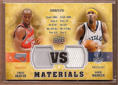 2009-10 Upper Deck VS Dual Materials #VSOW E.Okafor/H.Warrick/570