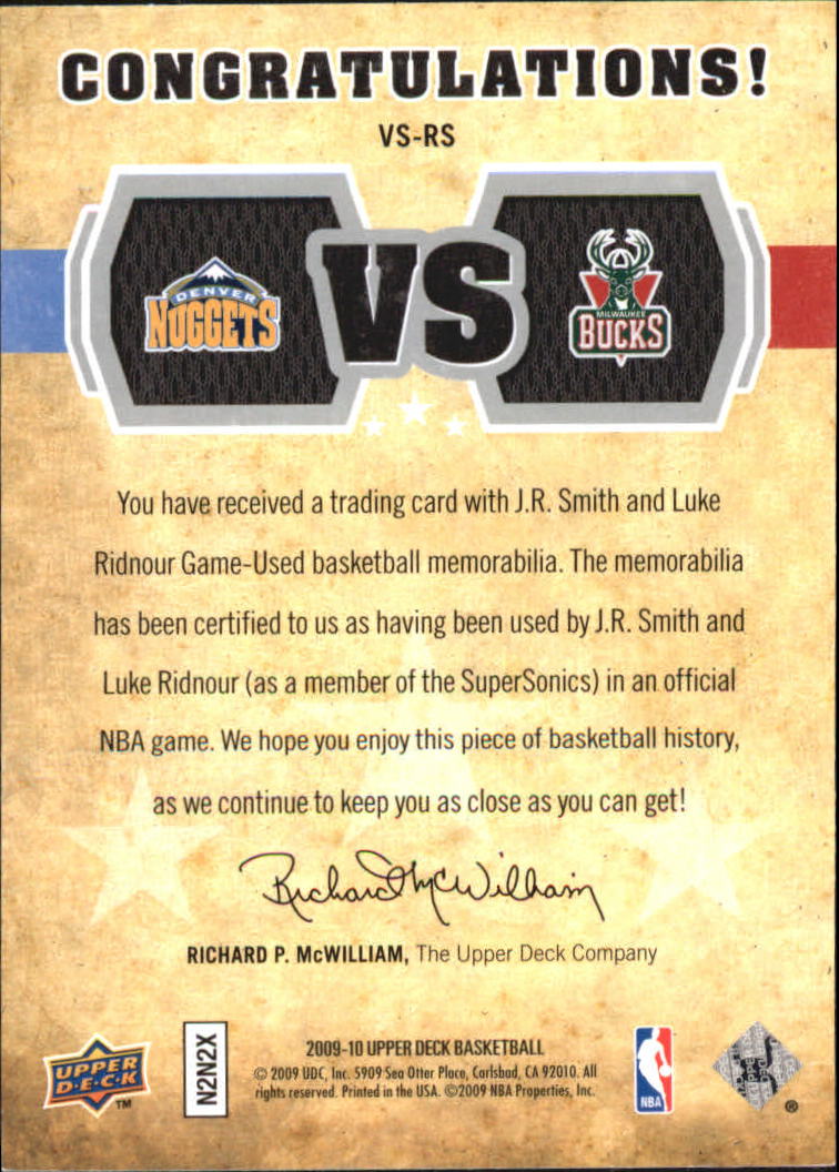2009-10 Upper Deck VS Dual Materials #VSRS J.R. Smith/Luke Ridnour