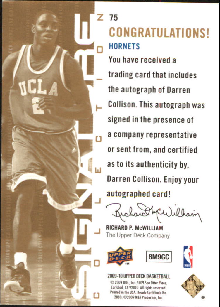 2009-10 Upper Deck Signature Collection #75 Darren Collison back image