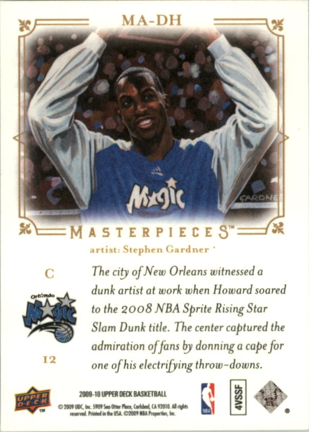 2009-10 Upper Deck Masterpieces #MADH Dwight Howard back image