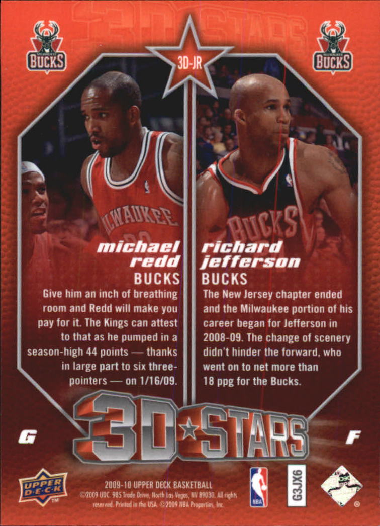 2009-10 Upper Deck 3D NBA Stars #3DJR Michael Redd/Richard Jefferson back image