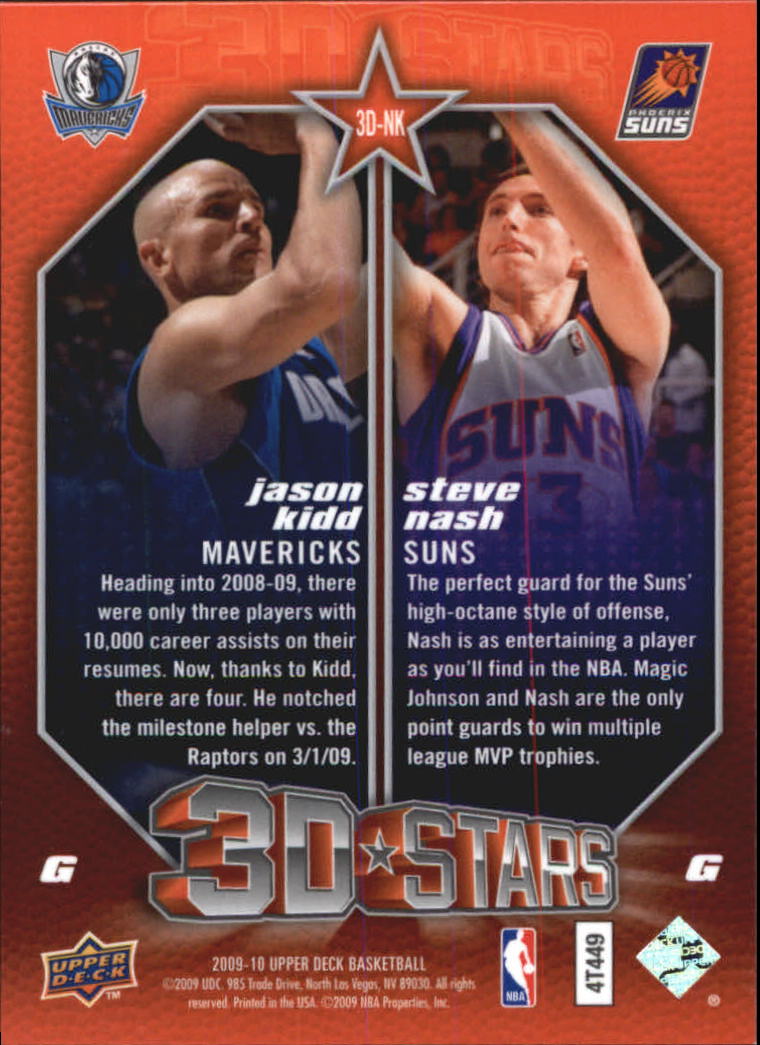 2009-10 Upper Deck 3D NBA Stars #3DNK Jason Kidd/Steve Nash back image